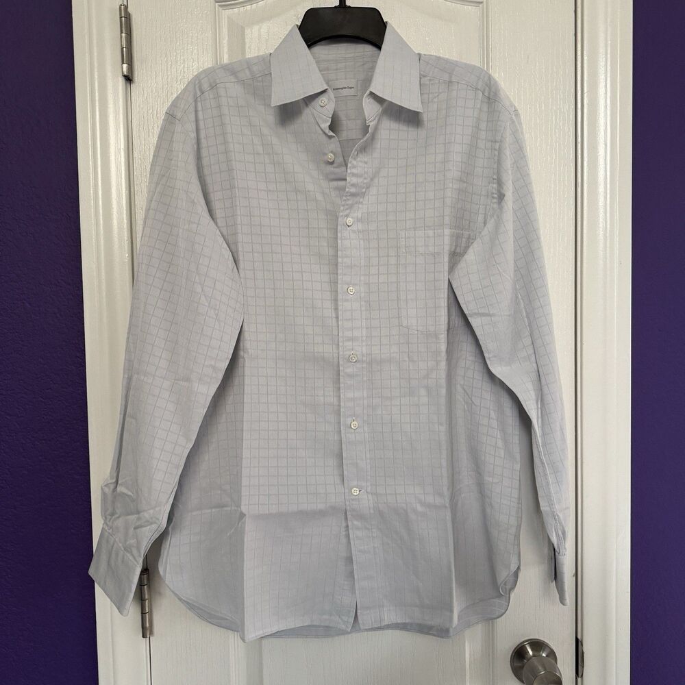 Ermenegildo Zegna Comfort Fit Dress Shirt Check Men’s Size 41/16 Large